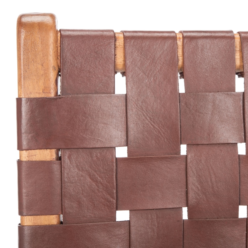 SAFAVIEH Hildred Woven Leather Dining Chair - Cognac / Natural - 20Wx22Dx33H