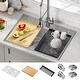 preview thumbnail 75 of 137, KRAUS Kore Workstation Drop-In Stainless Steel Kitchen Sink Double Basin 30" L x 22" W (sink KWT302-30) - Stainless Steel