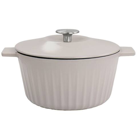 Martha Stewart Enameled Cast Iron 3 Quart Dutch Oven with Lid in Taupe