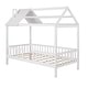 preview thumbnail 29 of 32, Twin Size House Bed, Wood Platform Bed Frame with Fence, Montessori Bed with Wood Slats Support for Kids Teens Girls Boys