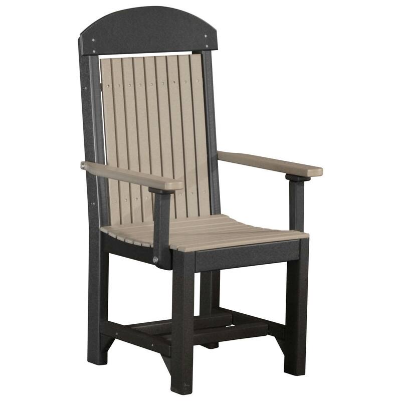 Set of 4 Poly Lumber Classic Dining Chairs - Arm Chair - Weatherwood & Black - Dining Height