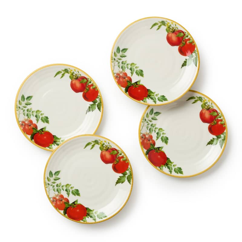 Certified International Pomodoro 6" Canape/Luncheon Plates,Set of 4 - 6'' W x 6'' D x 0.75'' H