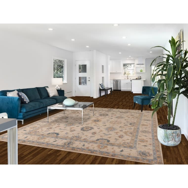 Hand Knotted Oriental 100% Wool Carpet Transitional All-Over Beige & Ivories Oushak Area Rug - 10' 0'' X 8' 0''