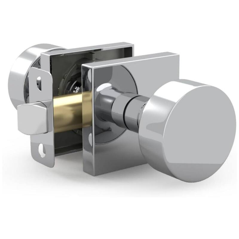 Mega Handles SUANA Modern Square Passage Door Knob for Hallway, Closet, Bathroom | Keyless Reversible Interior Door Handle - Polished Chrome