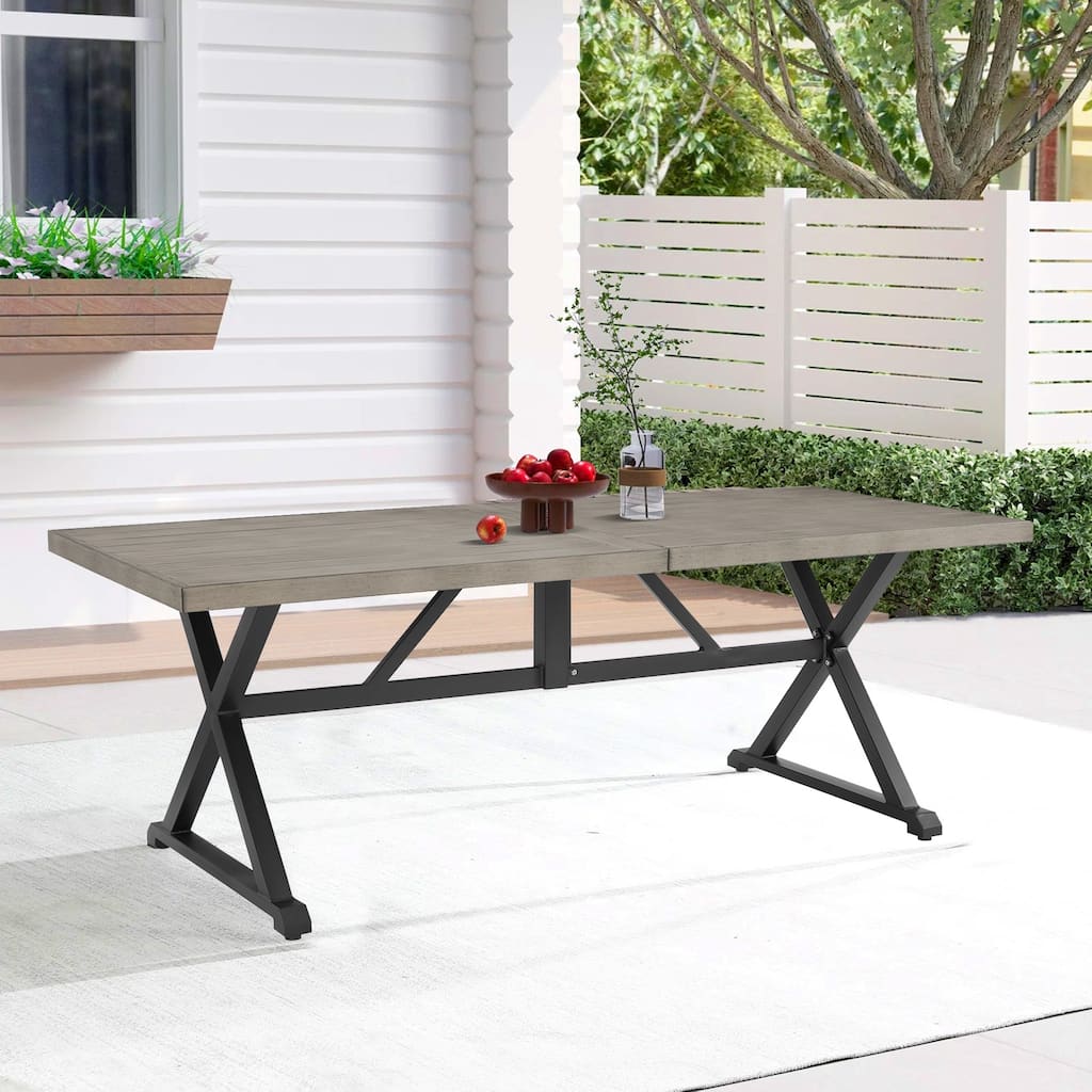 Patio Dining Table, Outdoor 82" Rectangular Dining Table, Picnic Table