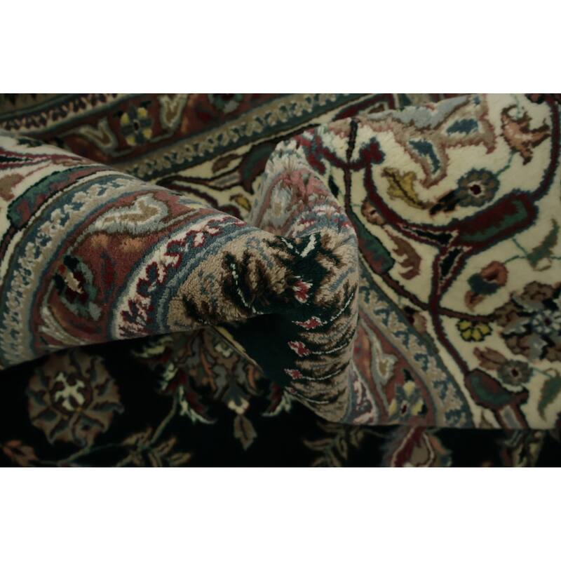 Hand Knotted Oriental 100% Wool Carpet Traditional Traditional Green Kashan Area Rug - 13' 7'' X 9' 8''