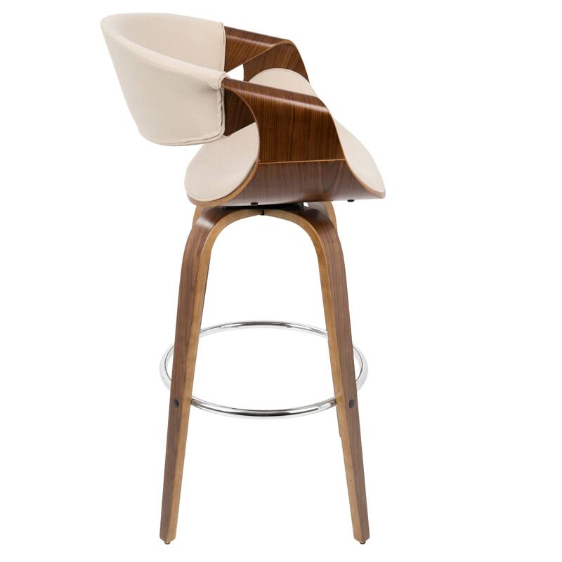 Carson Carrington Sauda 30" Fixed-Height Bar Stool with Bent Wood Legs and Round Footrest (Set of 2)