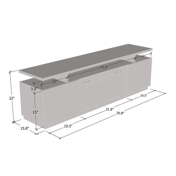 Mobile Furniture Eva-KBL Electric Fireplace Modern 71-inch TV Stand