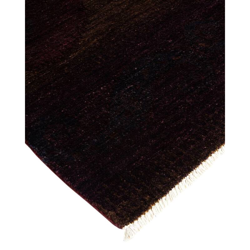 Overton Hand Knotted Wool Vintage Inspired Modern Contemporary Modern Brown Area Rug - 6' 1" x 11' 5"