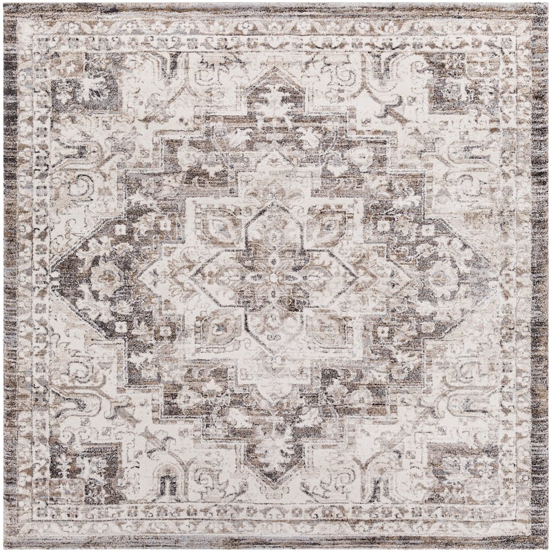 Artistic Weavers Fiorina Updated Medallion Plush Area rug - 7'10" Square - Brown/Grey