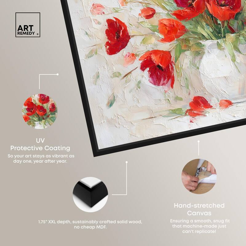 Red Blooms in a Vase Canvas by Art Remedy