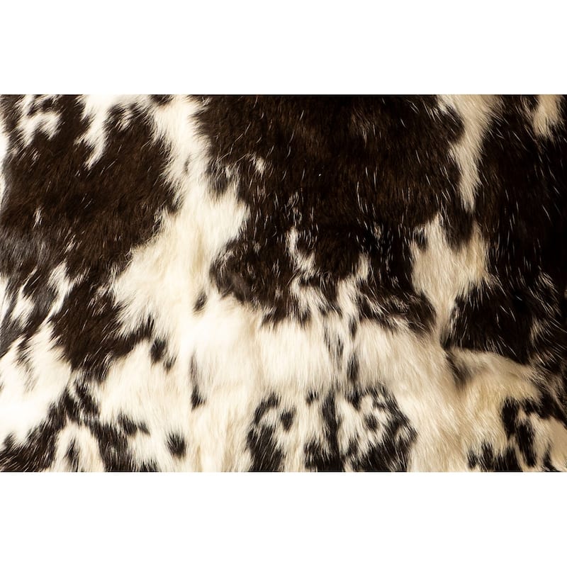 HomeRoots 12" X 20" Black And White Rabbit Zippered Natural Fur Animal Print Throw Pillow
