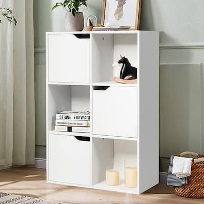 6 Cube Storage Organizer Wooden Cubby Bookcase 3 Tier Storage Cabinet