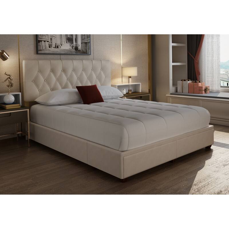 Queen Size Upholstered Storage Bed with Polyester Fabric