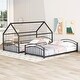 preview thumbnail 5 of 8, Black Metal Twin-Over-Twin Bunk Bed with Slide, Kids House Bed (77.5"L x 41"W x84"H)