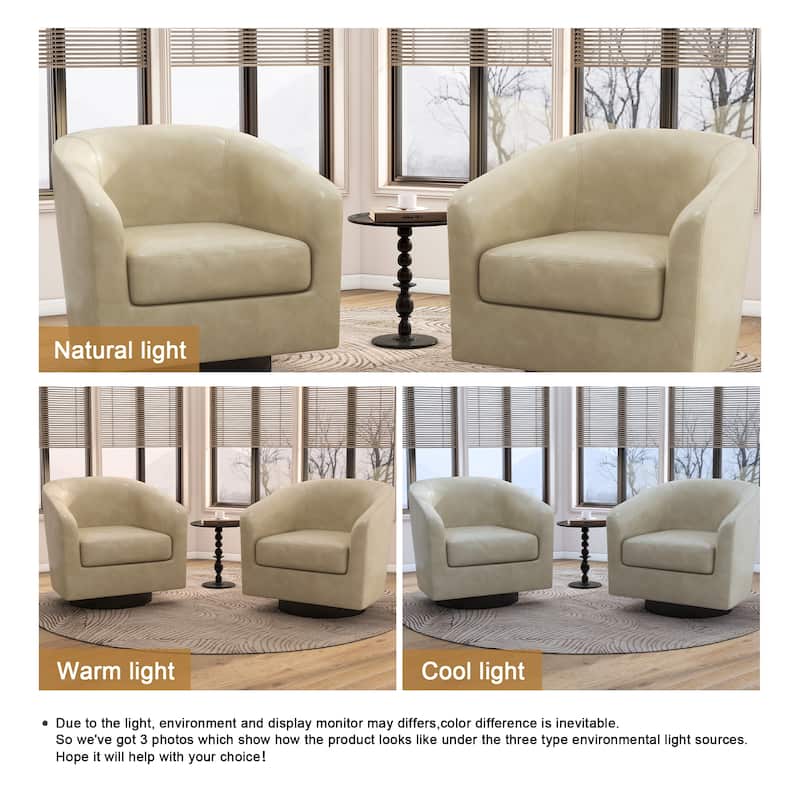 2 Set Round Barrel Chair 360-Degree Swivel Accent Chairs