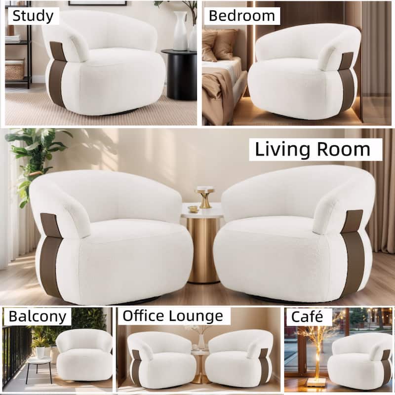 Kieon 33"W 360 Swivel Barrel Chair Modern Accent Chair Set of 2