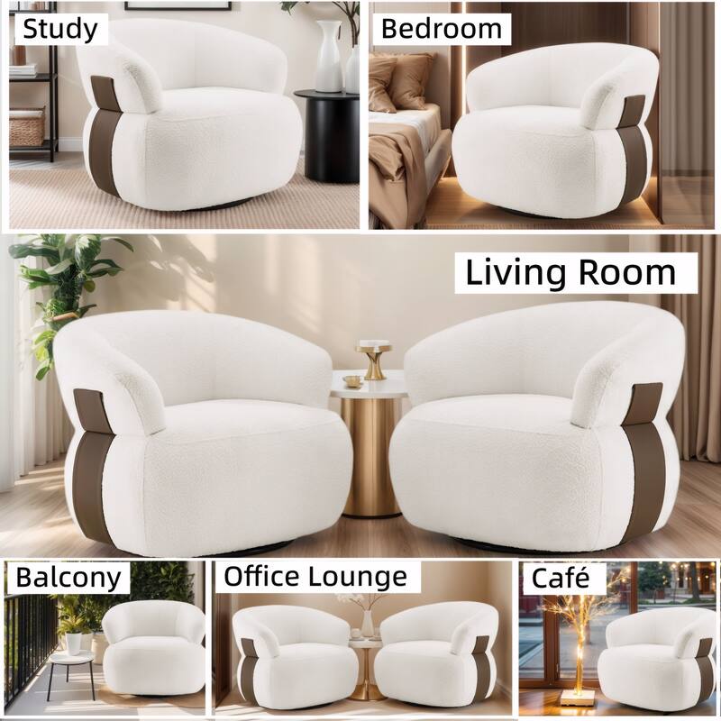 Kieon 33"W 360 Swivel Modern Barrel Chair Accent Chair Set of 2