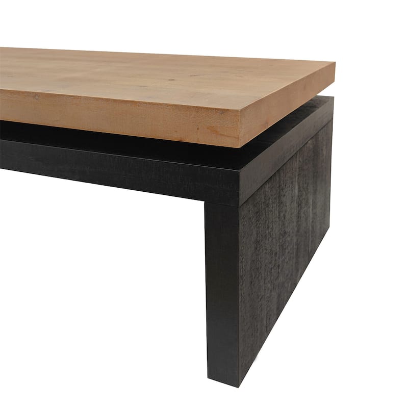 Black and Natural Wood Living Room Table
