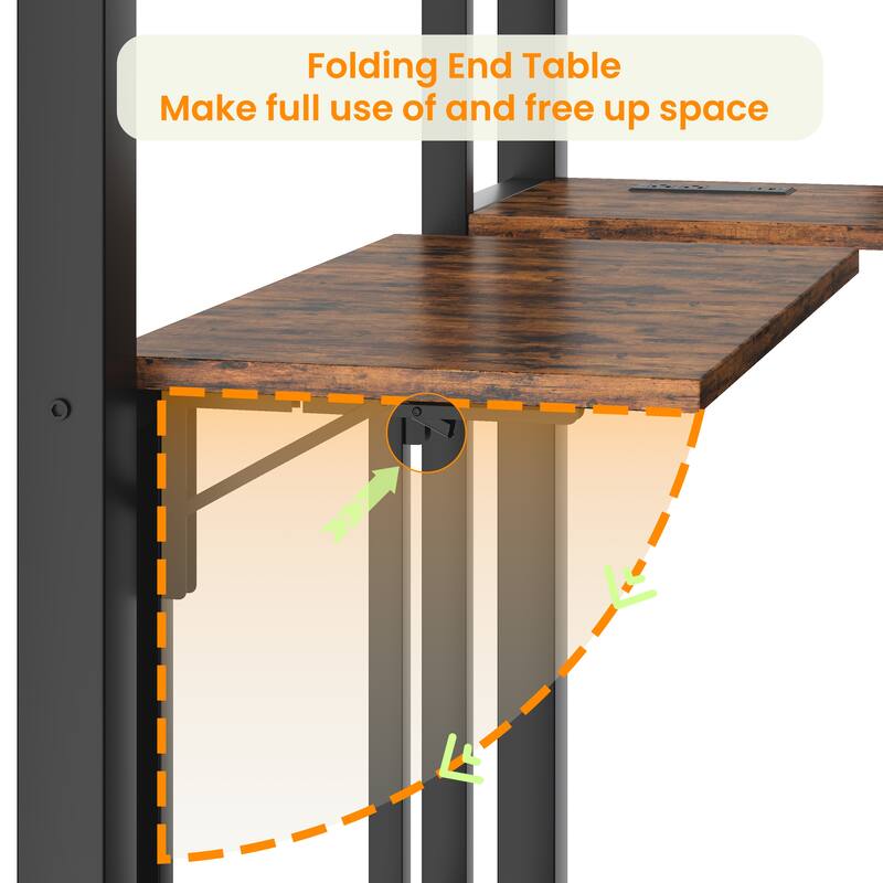 Metal Bunk Bed with Folding Table, 3 Storage Drawers, LED Lights & USB Ports
