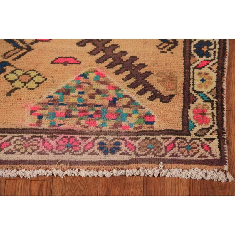 Geometric Ardebil Persian Runner Rug Handmade Wool Carpet - 3'6"x 9'7"