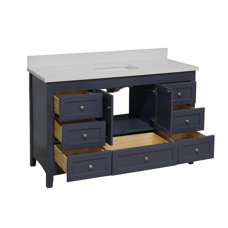 KitchenBathCollection Abbey 60" Single Bathroom Vanity with Quartz Top