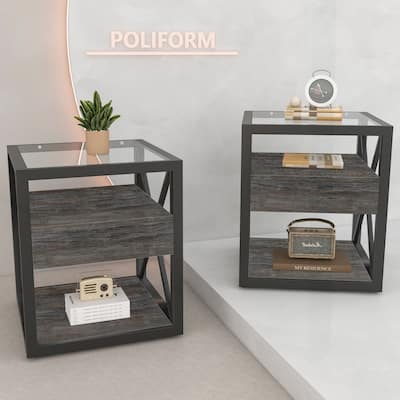 Modern Rustic Side Table with Versatile Storage