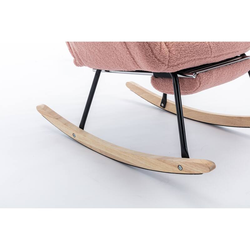 Teddy Fabric Rocking Chair with Adjustable Footrest and 300lb Capacity