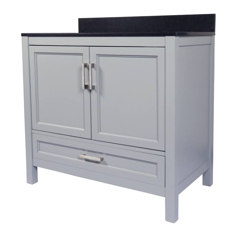 Nevado 37" Bathroom Vanity with Cultured Marble Vanity Top Sink in White with White Basin