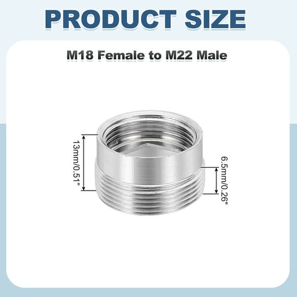 dimension image slide 6 of 23, Faucet Aerator Adapter, Male to Male Brass Faucet Adapter with Washer for Kitchen Bathroom Sink Water Filter - Silver