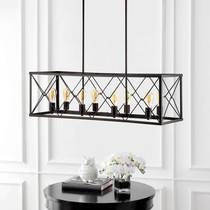 Ferme 30" 5-Light Adjustable Iron Farmhouse Industrial LED Dimmable Pendant, Oil Rubbed Bronze by JONATHAN Y