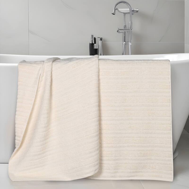 Superior Mika Smart Twist Viscose Cotton Blend Bath Sheets, Set of 2 - Ivory