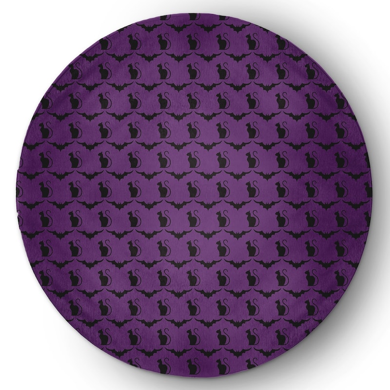 Cats and Bats Halloween Chenille Rug, 18" x 30"