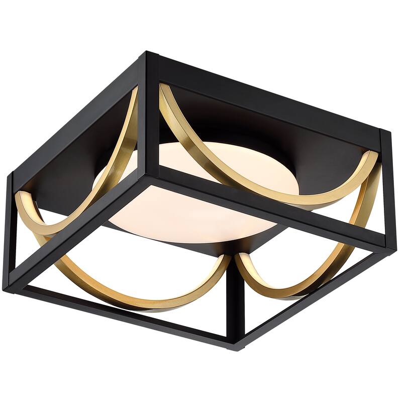 Modern 1-Light Matte Black LED Flush Mount Ceiling Light - 5.5'' H X 11.8'' W X 11.8'' D