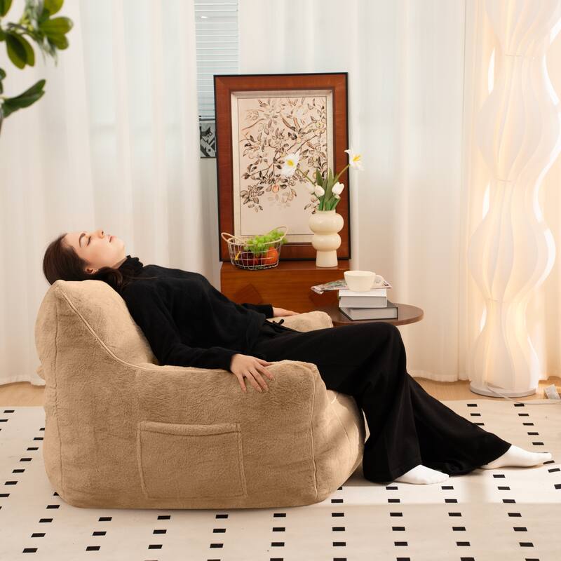 Bean Bag Chair, Comfy Bean Bag Sofa with Back Support, Faux Fur Bean Bag Chair