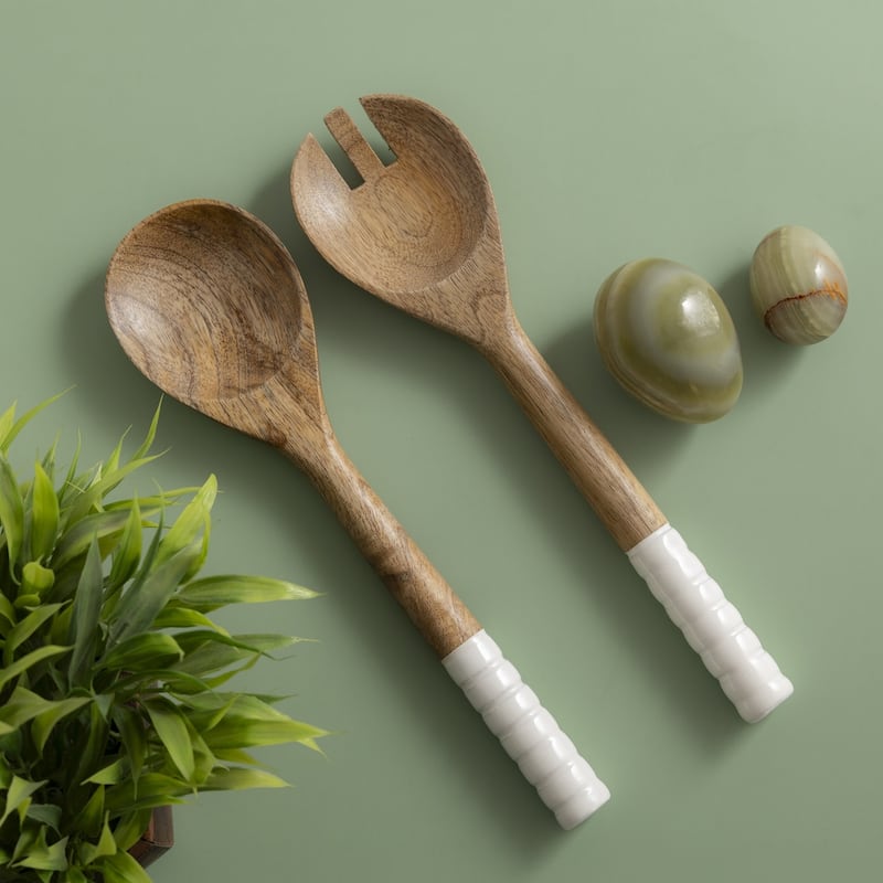 Mango Wood Salad Server Set Of 2