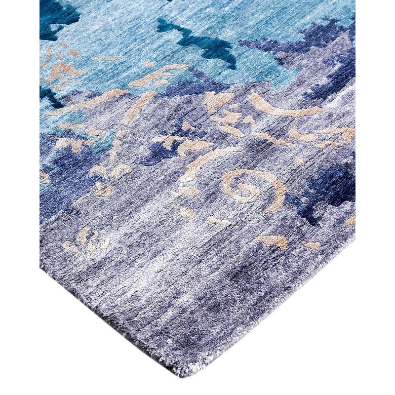 Modern One-of-a-Kind Hand-Knotted Area Rug, Blue - 9' 1" x 12' 2"