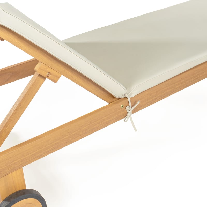 Adjustable Outdoor Chaise Lounge w/ Cushion & Wheels - JONATHAN Y