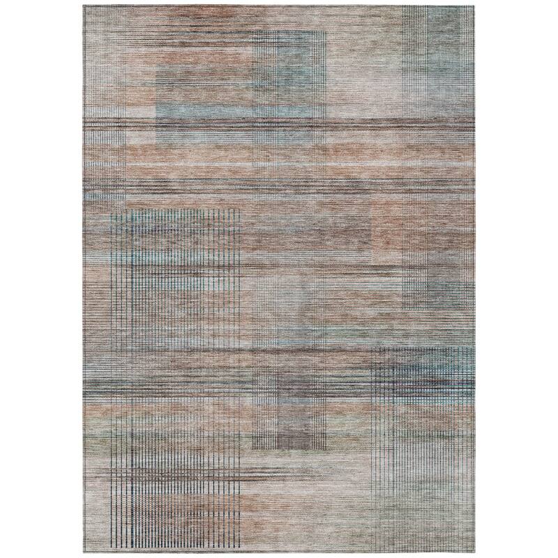 HomeRoots Striped Transitional Rectangle Outdoor Rug
