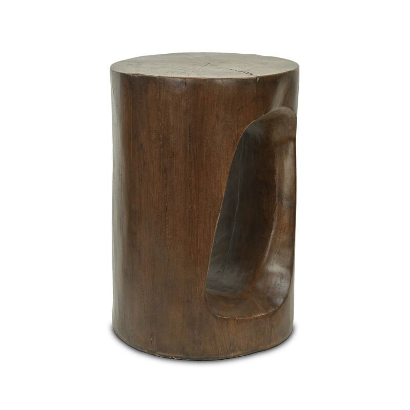 Phaedra 13.75" Round Trunk-Style MGO Side Table with Wood-Grain Texture
