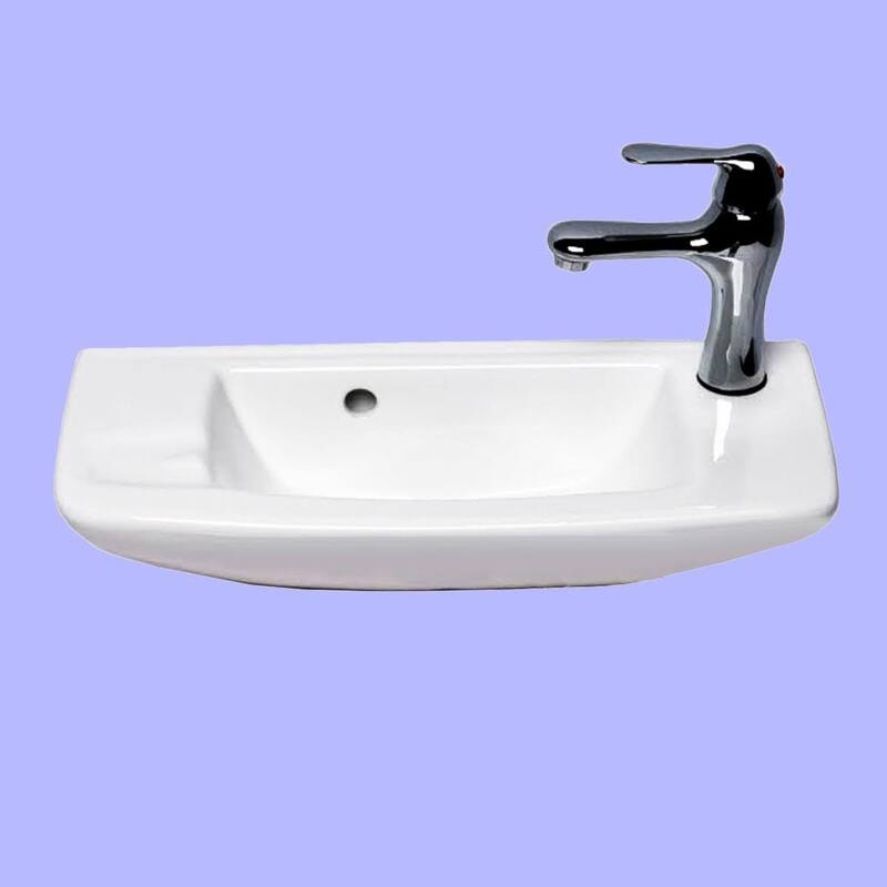 Edgewood White Ceramic Wall Mount Sink with Chrome Faucet and Sink Drain