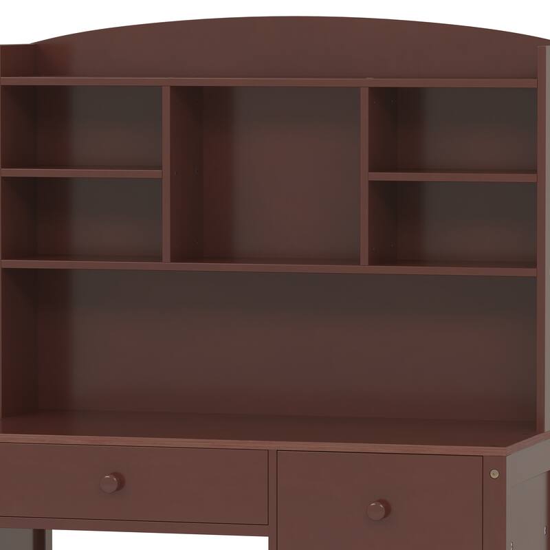 Computer Desk Set with 4 Drawers, Storage Shelf and Chair Writing Desk