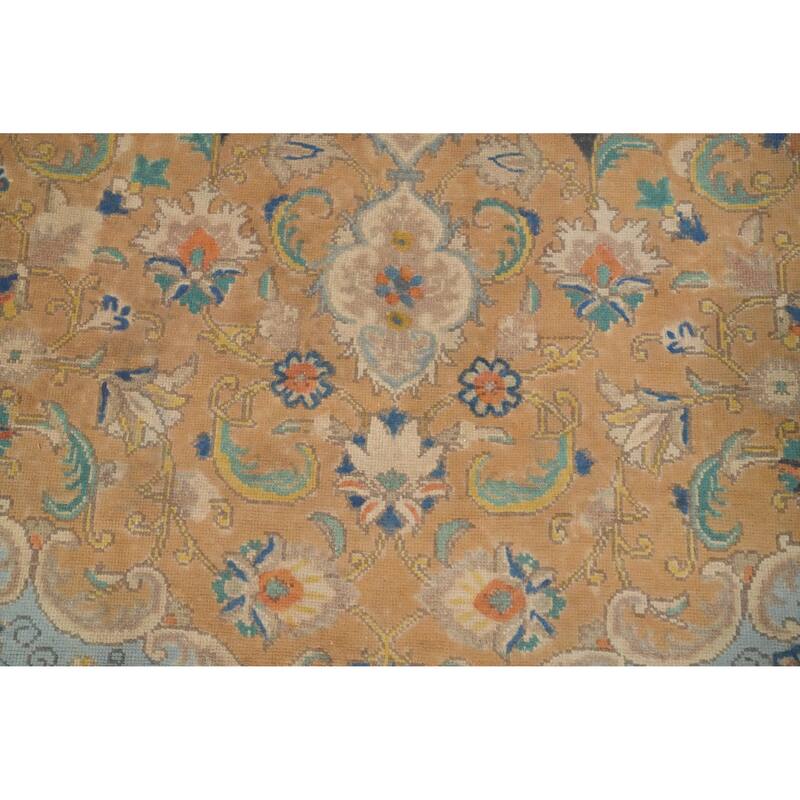 Hand Knotted Oriental 100% Wool Carpet Traditional Floral Oranges & Rust Tabriz Area Rug - 12' 9'' X 9' 9''