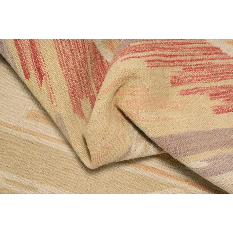 Hand Woven Oriental 100% Wool Carpet Southwestern Tribal Oranges & Rust Kilim Area Rug - 5' 0'' X 3' 2''