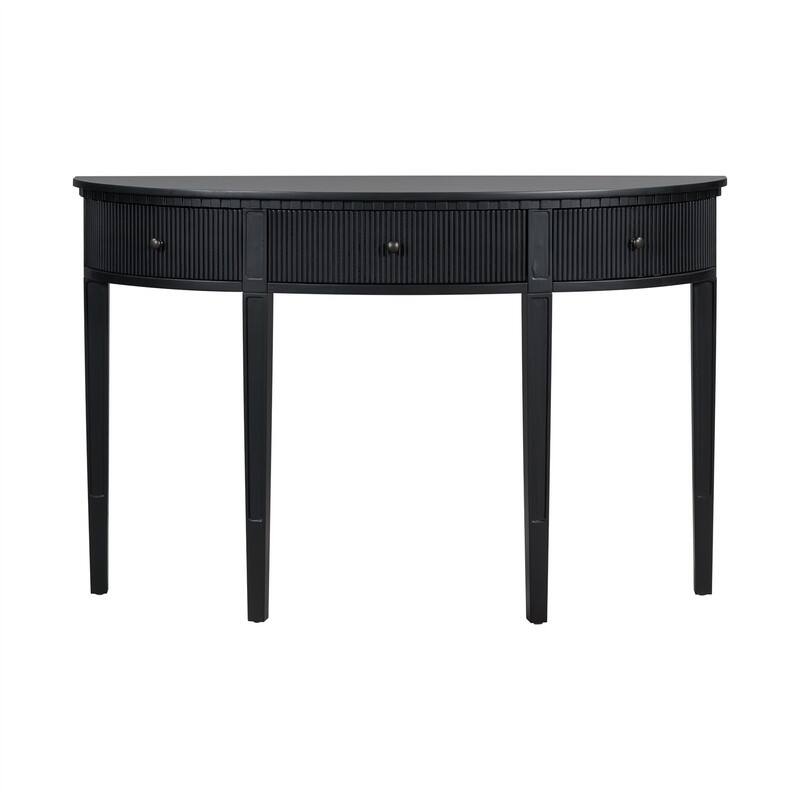 Curve Design Console Table with 3 Storage Drawers, Modern Entryway Table Sofa Table with Vertical Stripe Design and 4 Legs