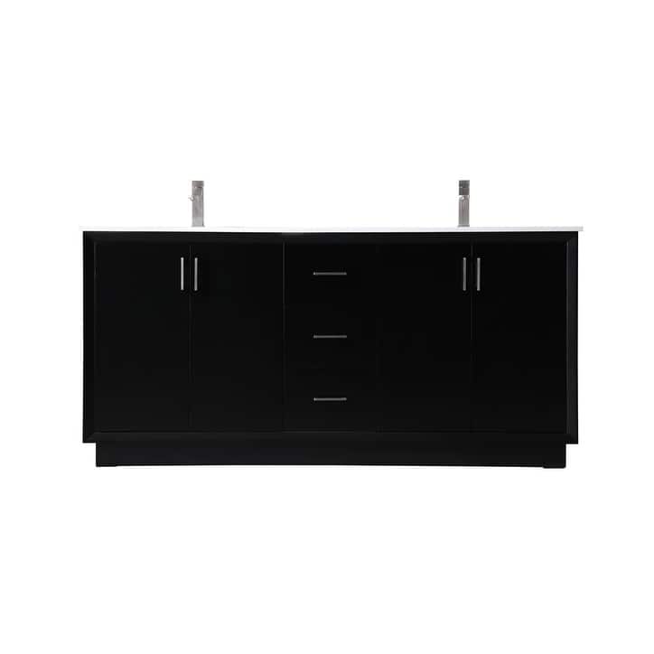 Elegant Lighting VF19672D Hayes 72" Free Standing Double Basin Vanity - Black