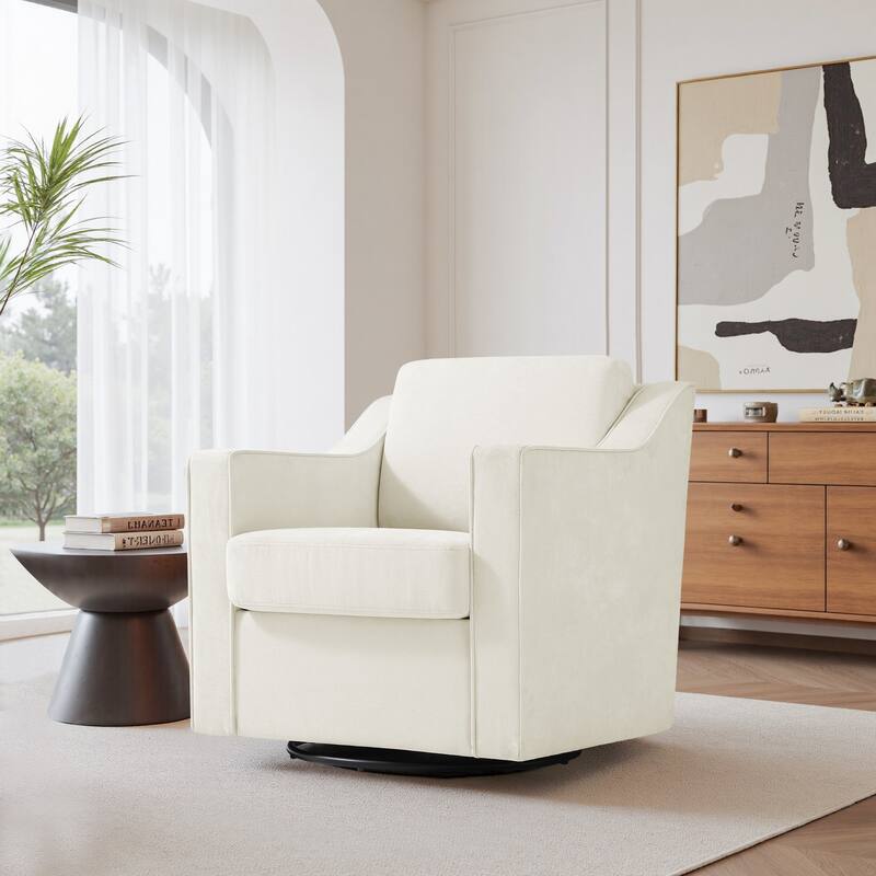 30'' W Vegan Leather/ Chenille Swivel Accent Chair