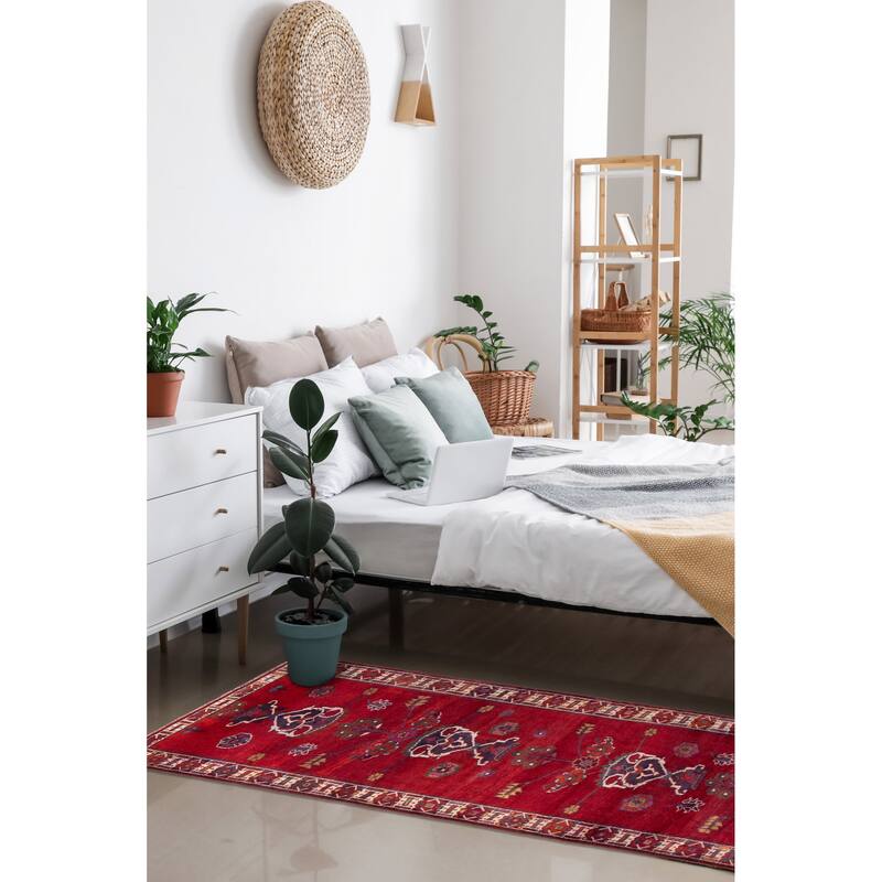 ECARPETGALLERY Hand-knotted Melis Vintage Dark Red Wool Rug - 4'6 x 12'3