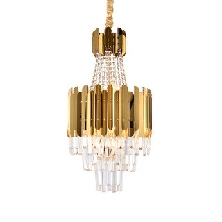8-Light Gold Stainless Steel Chandelier With Crystal Accents - Bed Bath ...