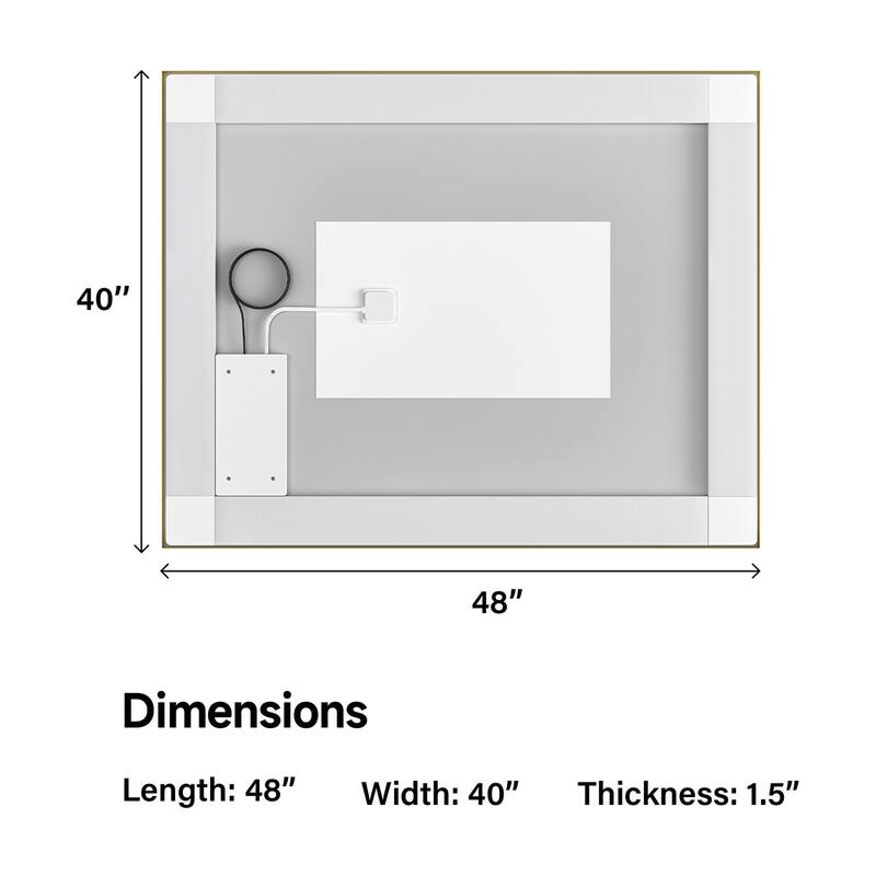 Topcraft Gold Framed Tempered Glass Mirror with Dual LED Strip Lighting